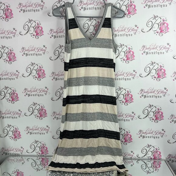 GAP dress striped long maxi Black Gray and Cream Maxi Dress